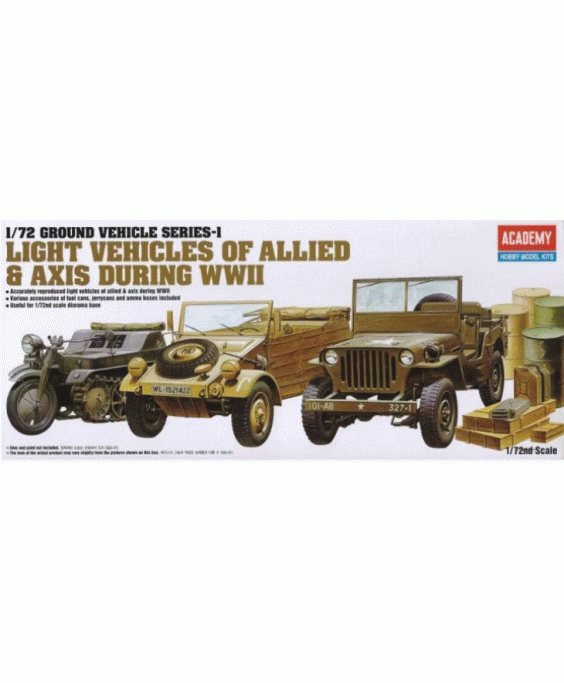Academy modelis Light Vehicles Of Allied & Axis During WWII 1/72