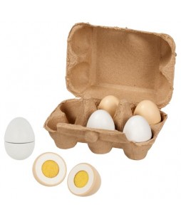 Pjaustomi mediniai kiaušiniai dėžutėje