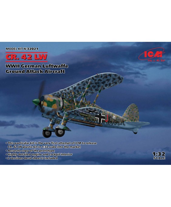 ICM modelis CR. 42 LW , WWII German Luftwaffe Ground Attack Aircraft 1/32