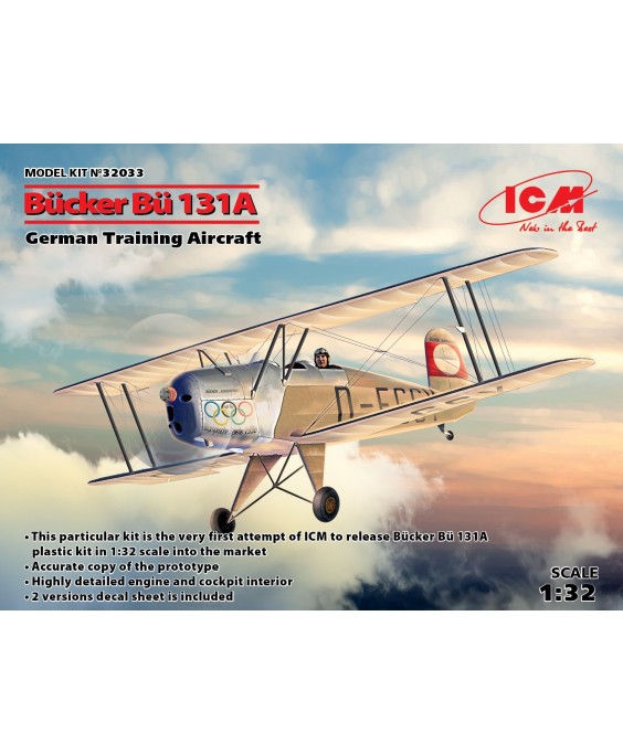ICM modelis Bücker Bü 131A, German Training Aircraft 1/32 ICM modelis Bücker Bü 131A, German Training Aircraft 1/32