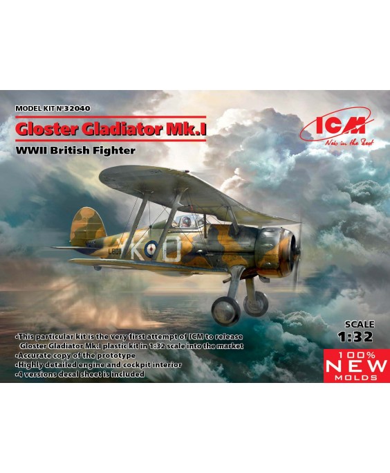 ICM modelis Gloster Gladiator Mk.I, WWII British Fighter 1/32