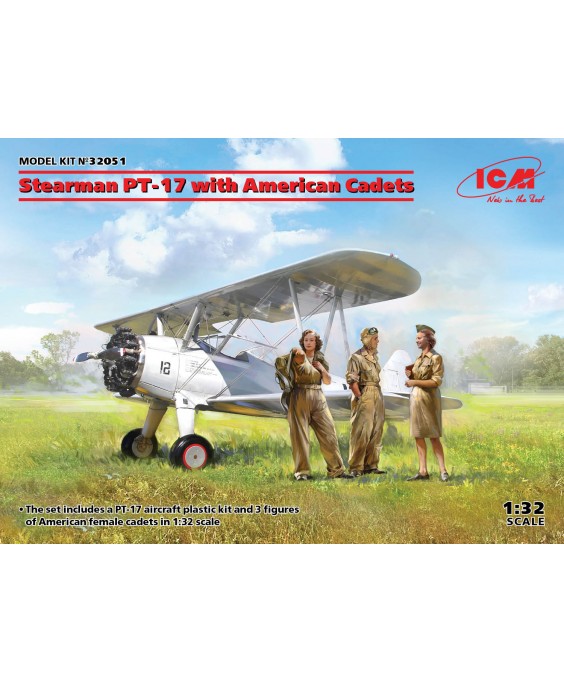 ICM modelis Stearman PT-17 with American Cadets 1/32