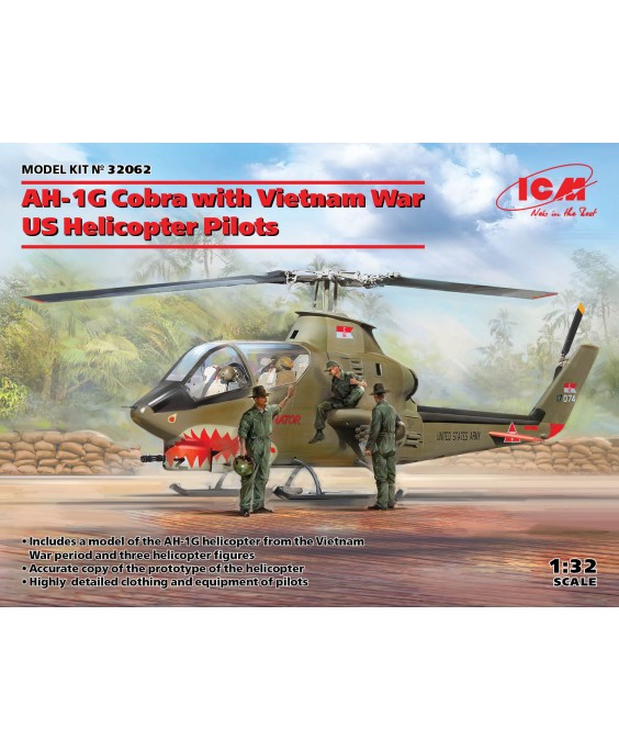 ICM modelis AH-1G Cobra with Vietnam War US Helicopter Pilots 1/32