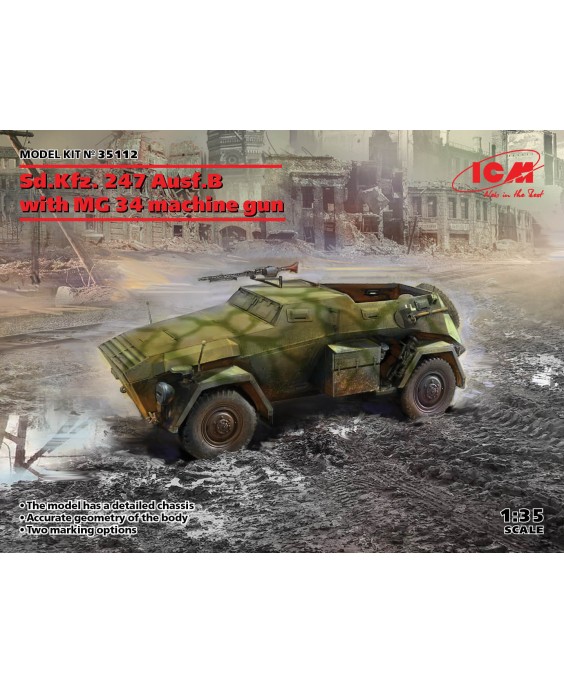 ICM modelis Sd.Kfz. 247 Ausf.B with MG 34 machine gun 1/35