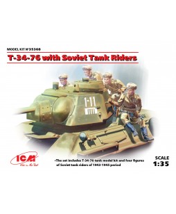 ICM modelis T-34-76 with Soviet Tank Riders 1/35
