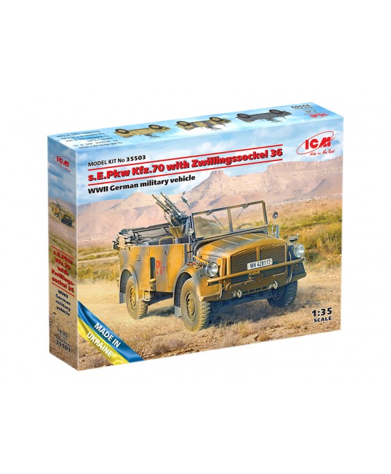 ICM modelis s.E.Pkw Kfz.70 with Zwillingssockel 36, WWII German military vehicle 1/35