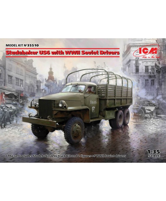 ICM modelis Studebaker US6 with WWII Soviet Drivers 1/35