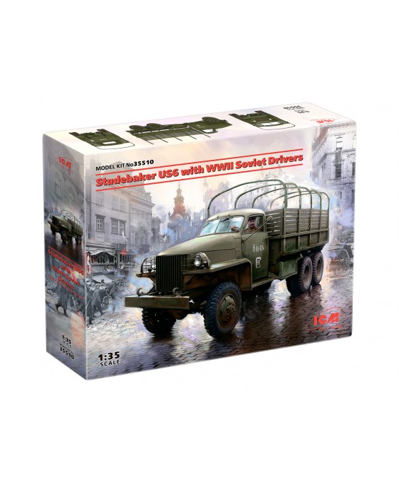 ICM modelis Studebaker US6 with WWII Soviet Drivers 1/35