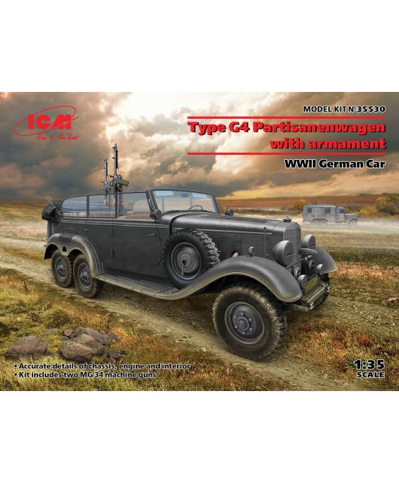ICM modelis Type G4 Partisanenwagen German WWII vehicle with machine gun 1/35