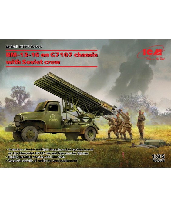 ICM modelis BM-13-16 on G7107 chassis with Soviet crew 1/35