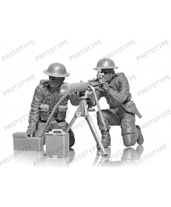 ICM modelis WWII British Vickers MG Crew (Vickers MG & 2 figures) 1/35