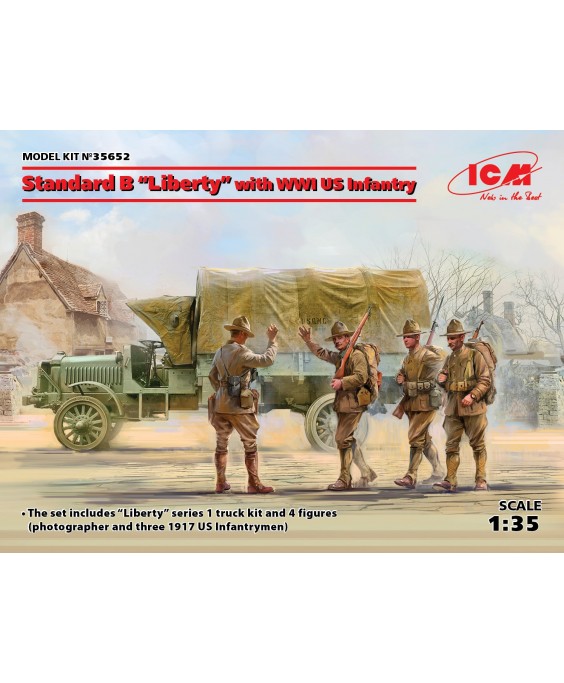 ICM modelis Standard B Liberty with WWI US Infantry 1/35