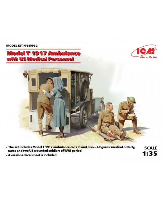 ICM modelis T 1917 Ambulance with US Medical Personnel 1/35 ICM modelis T 1917 Ambulance with US Medical Personnel 1/35