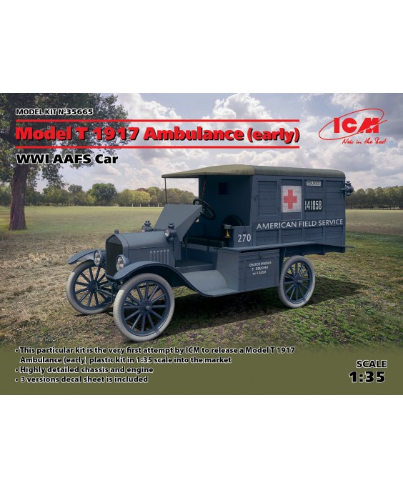 ICM modelis T 1917 Ambulance (early), WWI AAFS Car 1/35