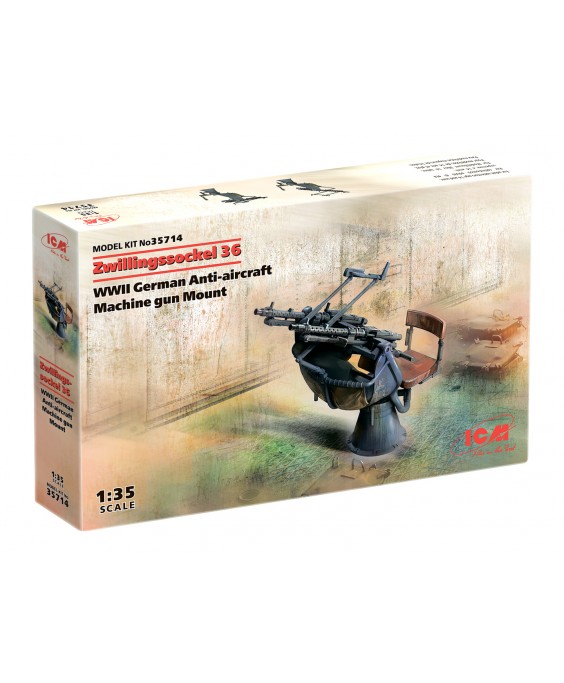 ICM modelis Zwillingssockel 36, WWII German Anti-aircraft Machihe gun Mount 1/35
