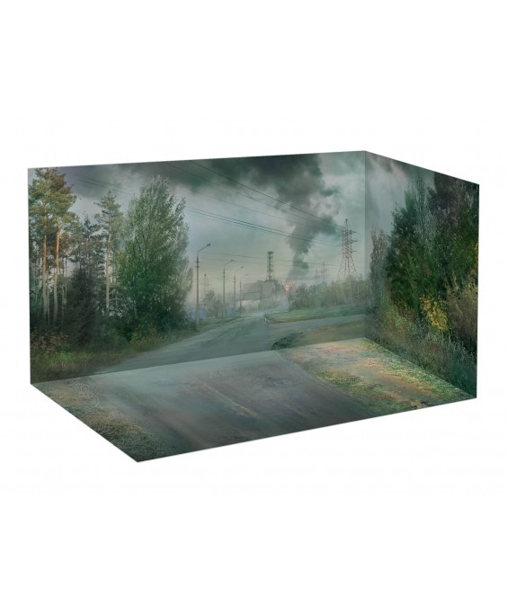 ICM modelis Chernobyl#1. Radiation Monitoring Station (ZiL-131KShM truck & 5 figures & diorama base with background) 1/35