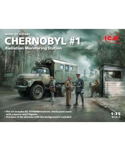 ICM modelis Chernobyl#1. Radiation Monitoring Station (ZiL-131KShM truck & 5 figures & diorama base with background) 1/35
