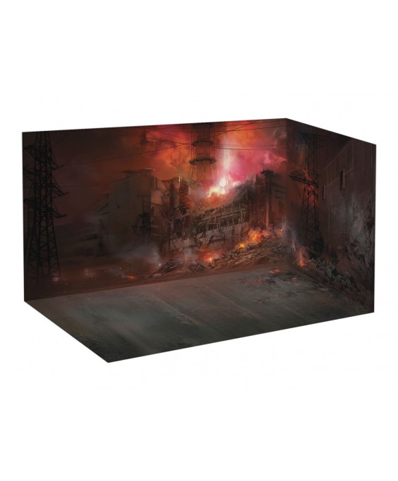 ICM modelis Chernobyl 2. Fire Fighters AC-40-137A firetruck & 4 figures & diorama base with background 1/35