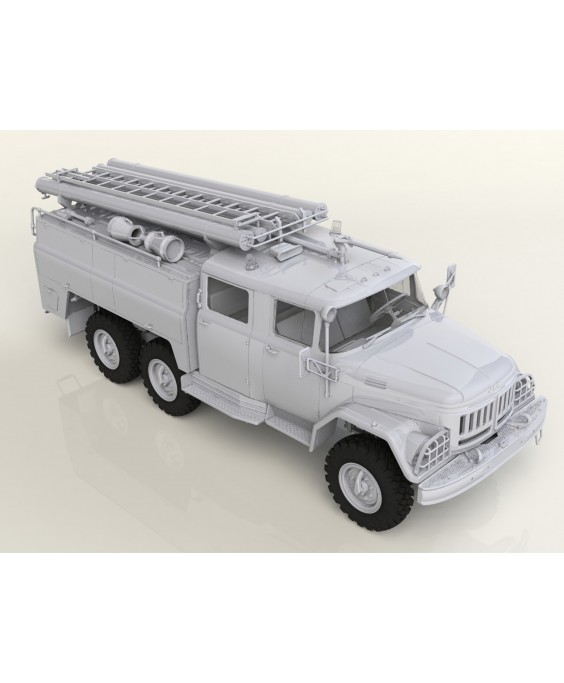 ICM modelis Chernobyl 2. Fire Fighters AC-40-137A firetruck & 4 figures & diorama base with background 1/35