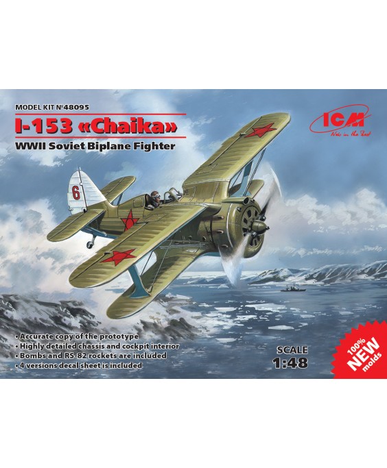 ICM modelis I-153 Chaika, WWII Soviet Biplane Fighter 1/48