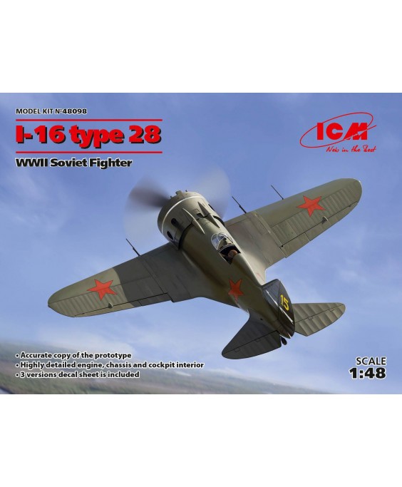 ICM modelis I-16 type 28, WWII Soviet Fighter 1/48 ICM modelis I-16 type 28, WWII Soviet Fighter 1/48
