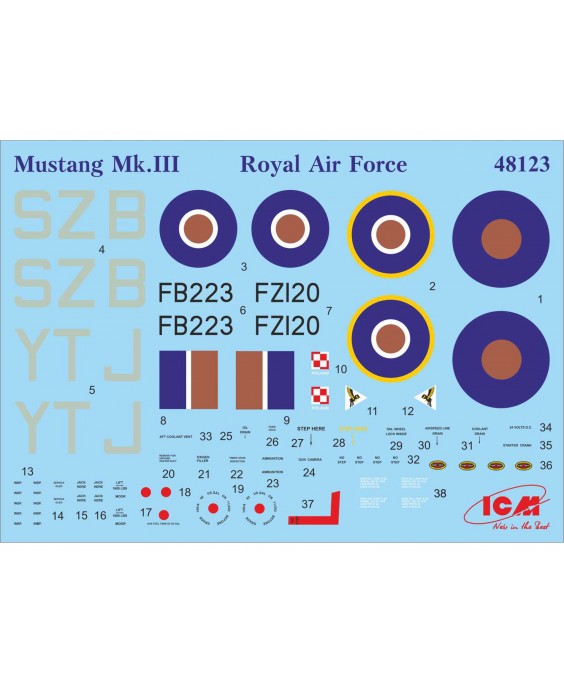 ICM modelis Mustang Mk.III, WWII RAF Fighter 1/48