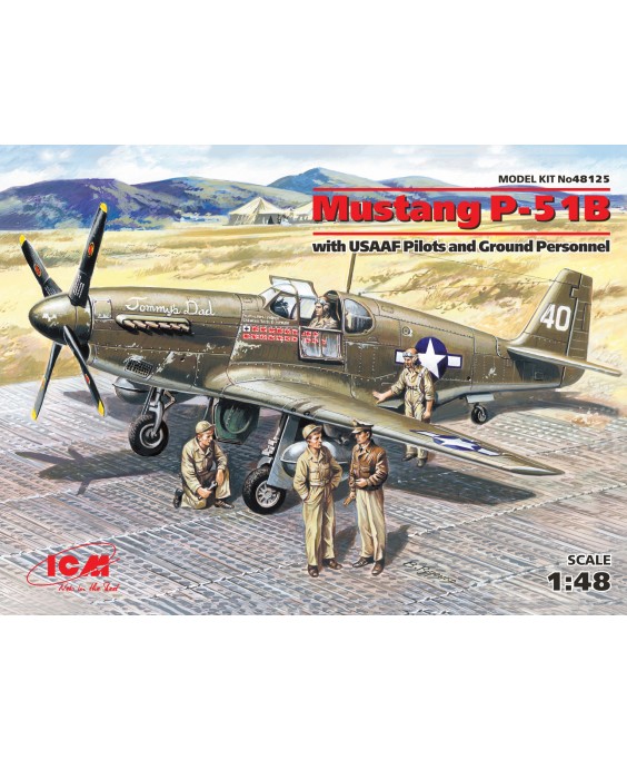 ICM modelis Mustang P-51B with USAAF Pilots and Ground Personnel 1/48                                            