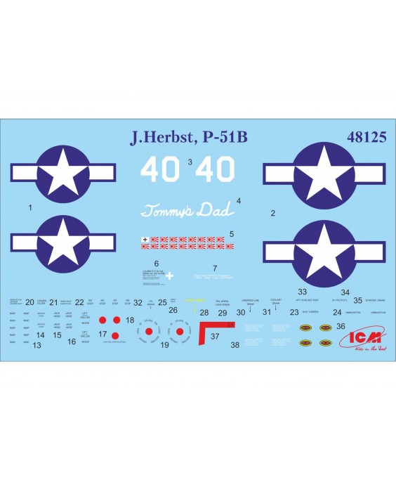 ICM modelis Mustang P-51B with USAAF Pilots and Ground Personnel 1/48                                            
