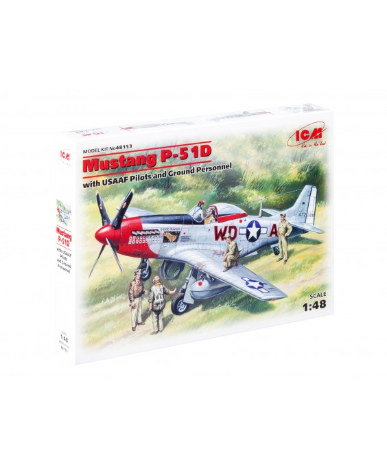 ICM modelis Mustang P-51D with USAAF Pilots and Ground Personnel 1/48