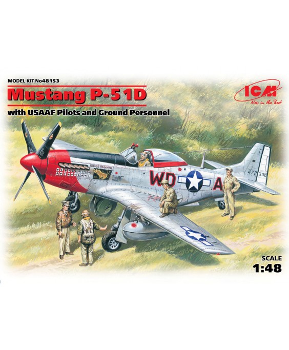 ICM modelis Mustang P-51D with USAAF Pilots and Ground Personnel 1/48