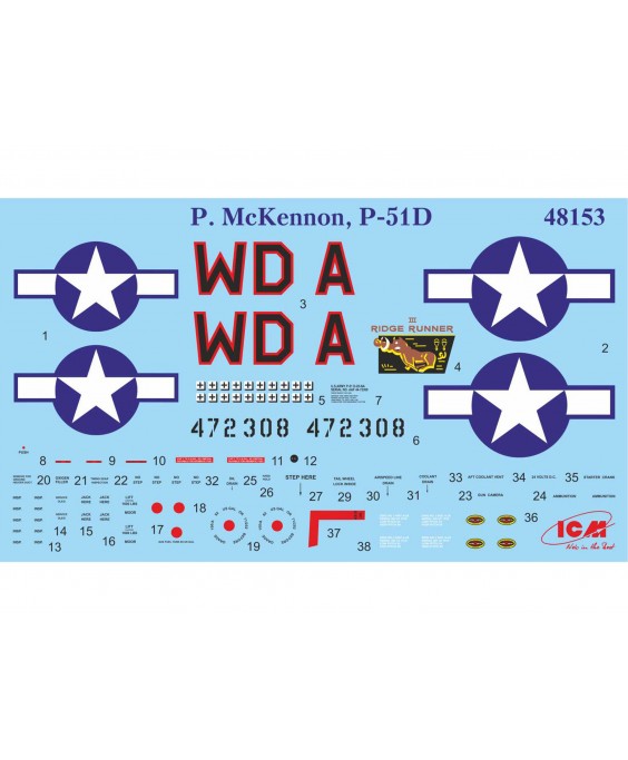 ICM modelis Mustang P-51D with USAAF Pilots and Ground Personnel 1/48