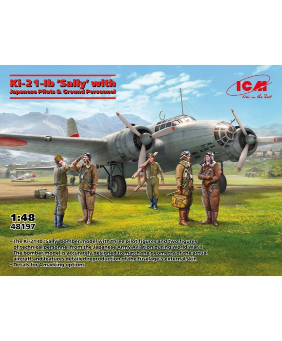 ICM modelis Ki-21-Ib ‘Sally’ with Japanese Pilots and Ground Personnel 1/48
