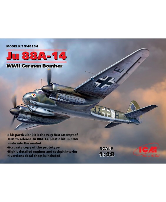 ICM modelis Ju 88A-14, WWII German Bomber 1/48
