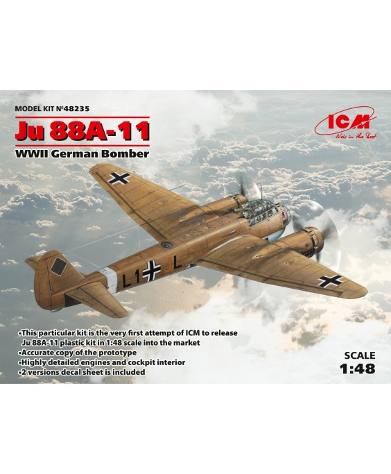 ICM modelis Ju 88A-11, WWII German Bomber 1/48