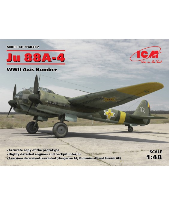 ICM modelis Ju 88A-4, WWII Axis Bomber 1/48 ICM modelis Ju 88A-4, WWII Axis Bomber 1/48