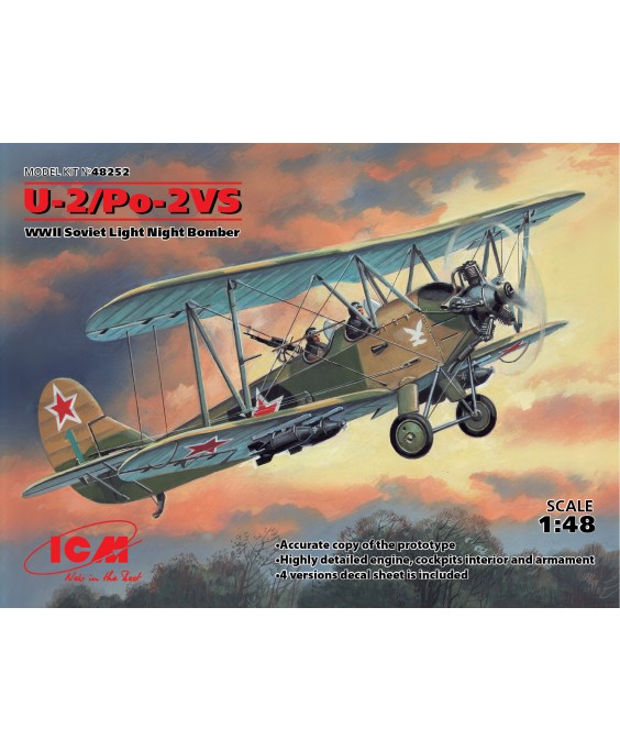 ICM modelis U-2/Po-2, WWII Soviet Multi-Purpose Aircraft 1/48 ICM modelis U-2/Po-2, WWII Soviet Multi-Purpose Aircraft 1/48