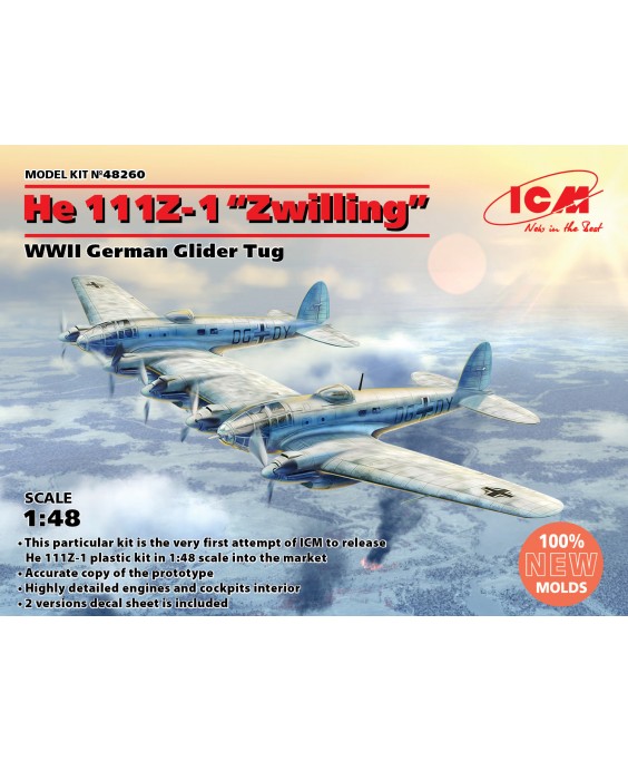 ICM modelis He 111Z-1 Zwilling, WWII German Glider Tug 1/48         