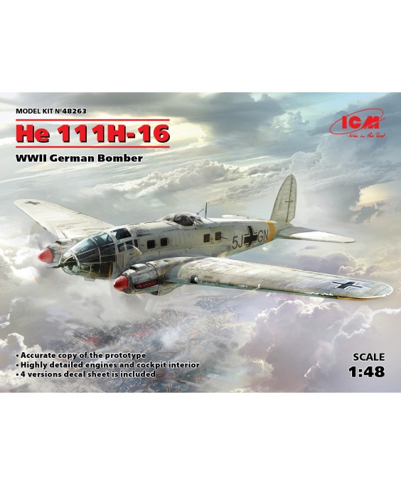 ICM modelis He 111H-16, WWII German Bomber 1/48