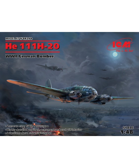 ICM modelis He 111H-20, WWII German Bomber 1/48