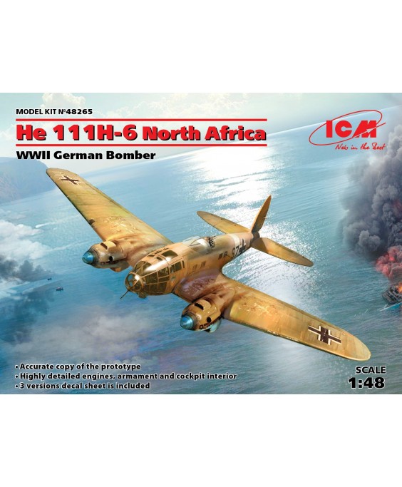ICM modelis He 111H-6 North Africa, WWII German Bomber 1/48
