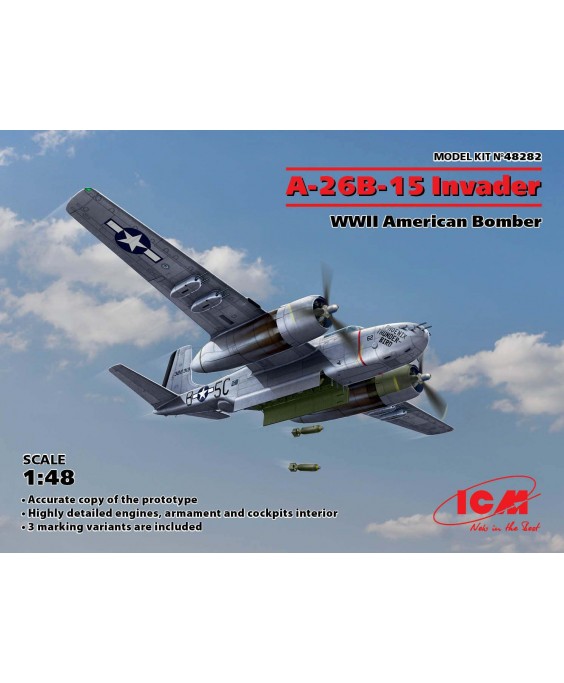 ICM modelis A-26B-15 Invader, WWII American Bomber 1/48