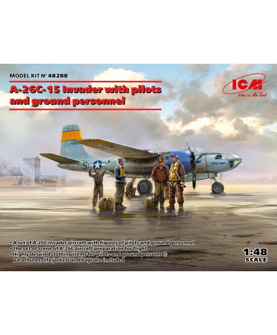 ICM modelis A-26C-15, Invader with pilots and ground personnel 1/48