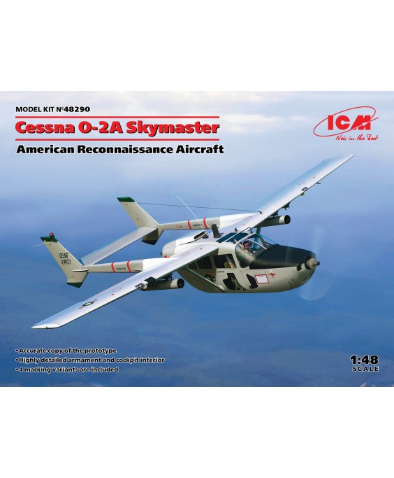 ICM modelis Cessna O-2A Skymaster, American Reconnaissance Aircraft 1/48