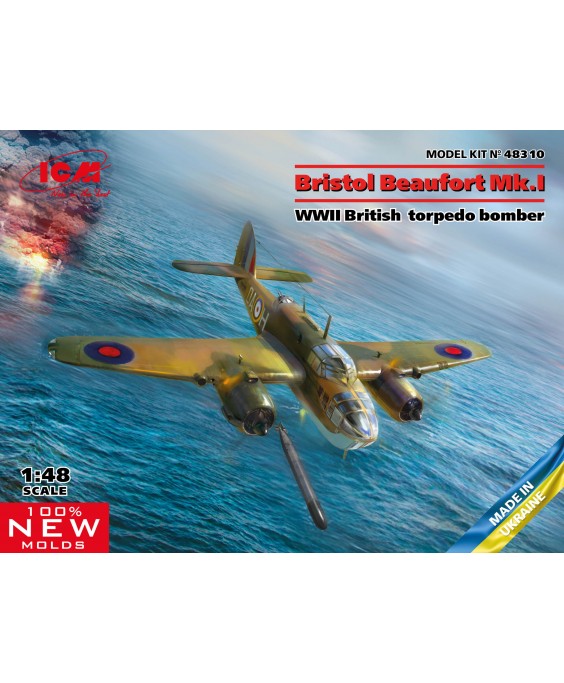 ICM modelis Bristol Beaufort Mk.I WWII British torpedo bomber 1/48