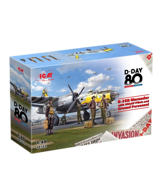 ICM modelis B-26B Marauder with USAAF Pilots and Ground Personnel 1/48