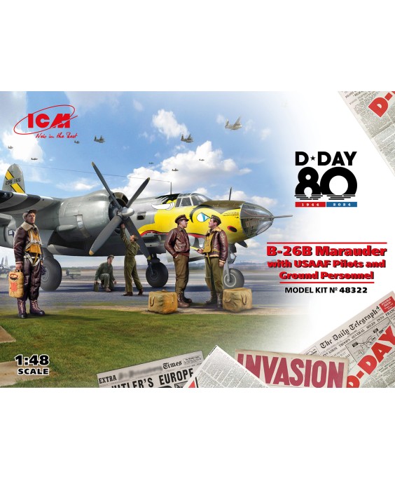 ICM modelis B-26B Marauder with USAAF Pilots and Ground Personnel 1/48 ICM modelis B-26B Marauder with USAAF Pilots and Ground Personnel 1/48