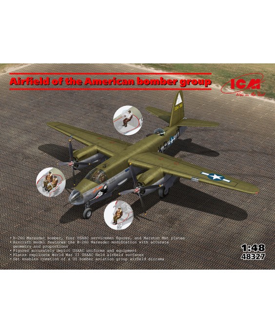 ICM modelis Airfield of the American bomber group 1/48