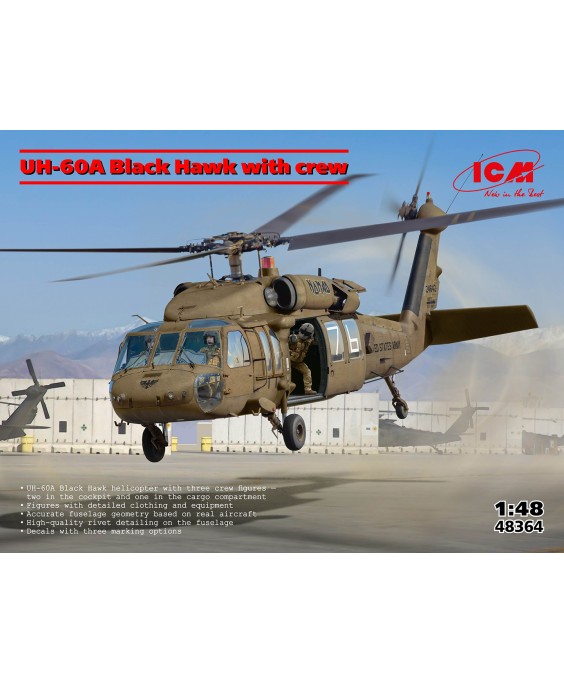 ICM modelis UH-60A Black Hawk with crew 1/48