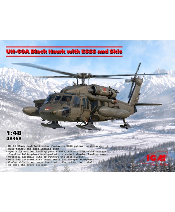 ICM UH-60A Black Hawk with ESSS and Skis 1/48