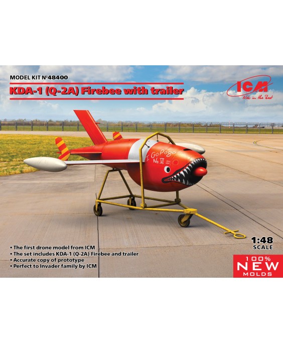 ICM modelis Q-2A (AQM-34B) Firebee with trailer (1 airplane and trailer) 1/48 ICM modelis Q-2A (AQM-34B) Firebee with trailer (1 airplane and trailer) 1/48